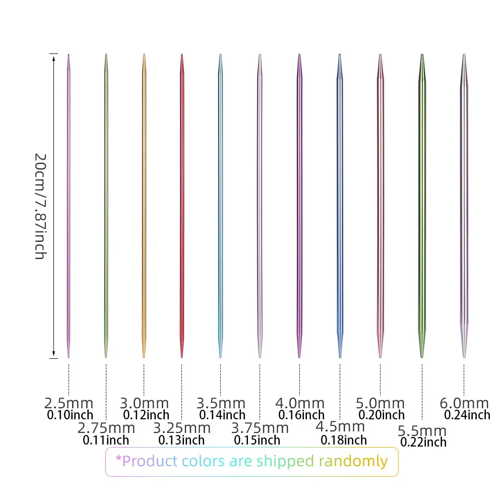 1Set Knitting Needles Set Single Pointed Colored Ultra Light Various Sizes Aluminum Knitting Crochet Supplies Size 2.5-6.0mm