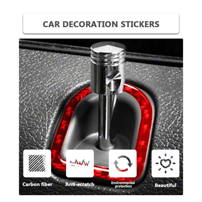 For Ford Mustang 2005 2006 2007 2008 2009 Carbon Fiber Stickers Door Lock Cover Trim Car Interior Decorative Accessories