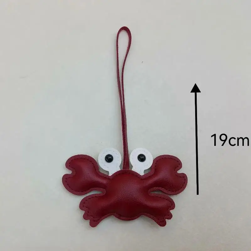 Kreativer Krabben-Schlüsselanhänger aus weichem PU-Leder, Schlüsselring, Hawaii-Reiseandenken, lustiges Geschenk für Taschen- und Autoschlüssel-Dekoration – Detail 1