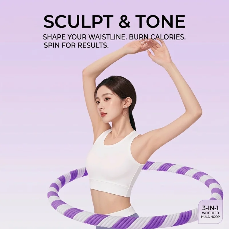 Weighted Fitness Hoop for Belly Fat Burning, Thickened Foam Galvanized Steel Core Massage Ring for Body Sculpting&Waist Slimming