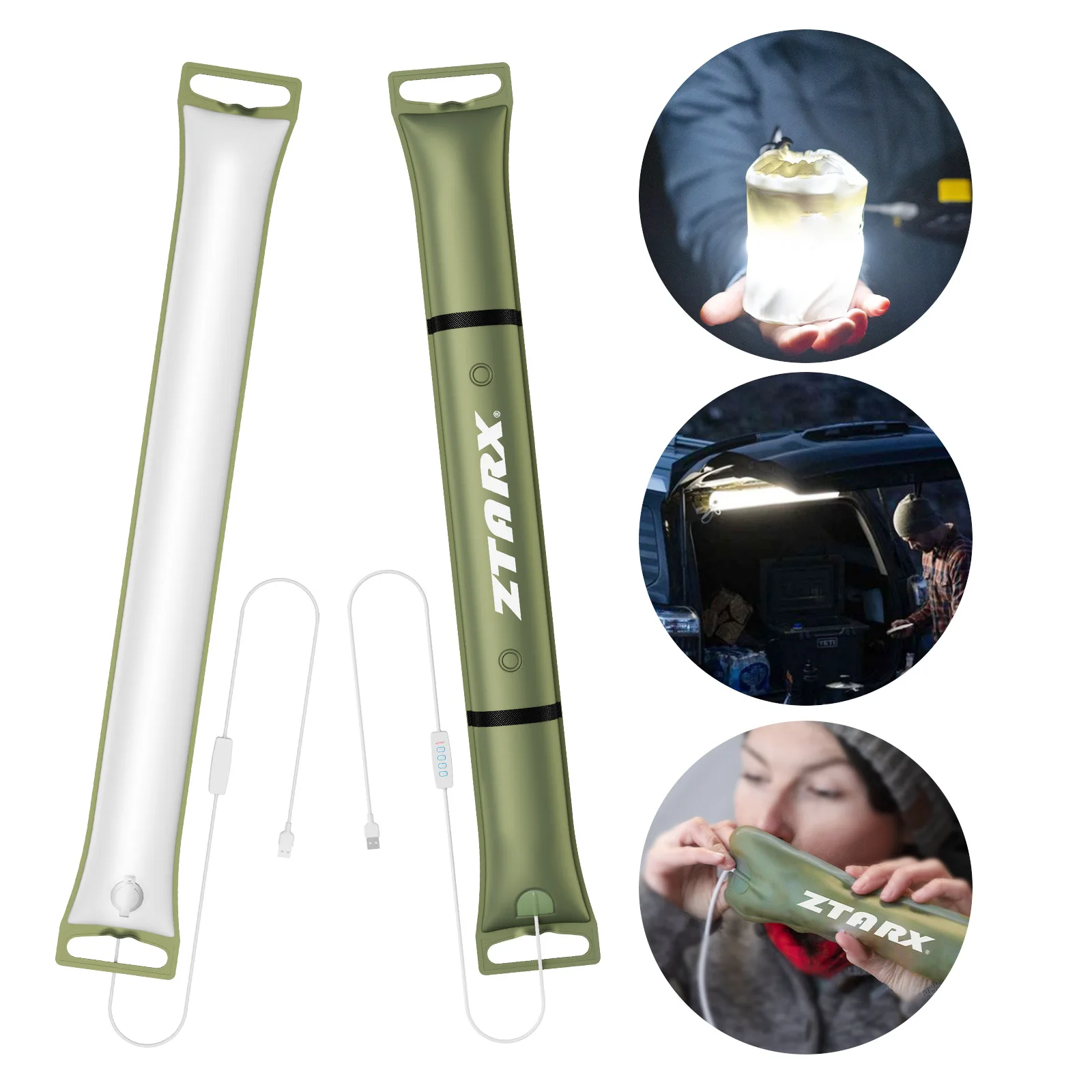 Ztarx Inflatable LED Tube Light USB In-Line Magnetic Waterproof Lantern Lightweight Flexible Portable Lighting For Outdoor