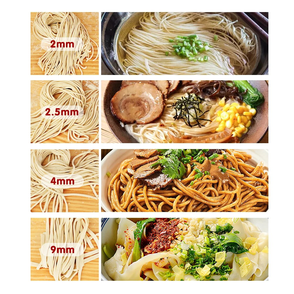 Gzzt Elektrische Noodle Machine Multifunctionele Pasta Maker Roestvrij Staal 2/3/4 Messen Huishoudelijke Commerciële Deegrolpers