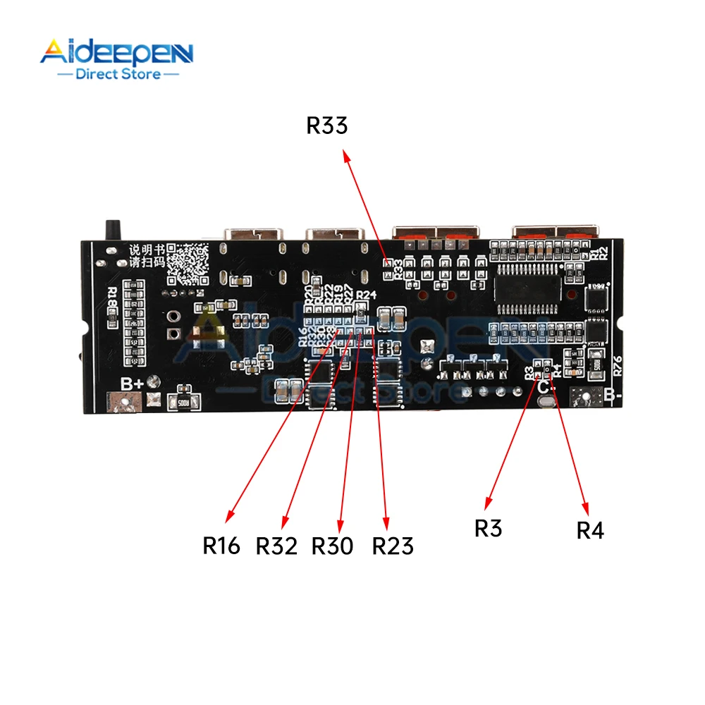 Imagem -04 - Duplo Usb pd Carga Rápida Micro Tipo-c Módulo de Carregamento Usb para Banco de Potência Móvel 18650 Bateria de Polímero de Lítio 5a 100w 65w 3s 4s 5s