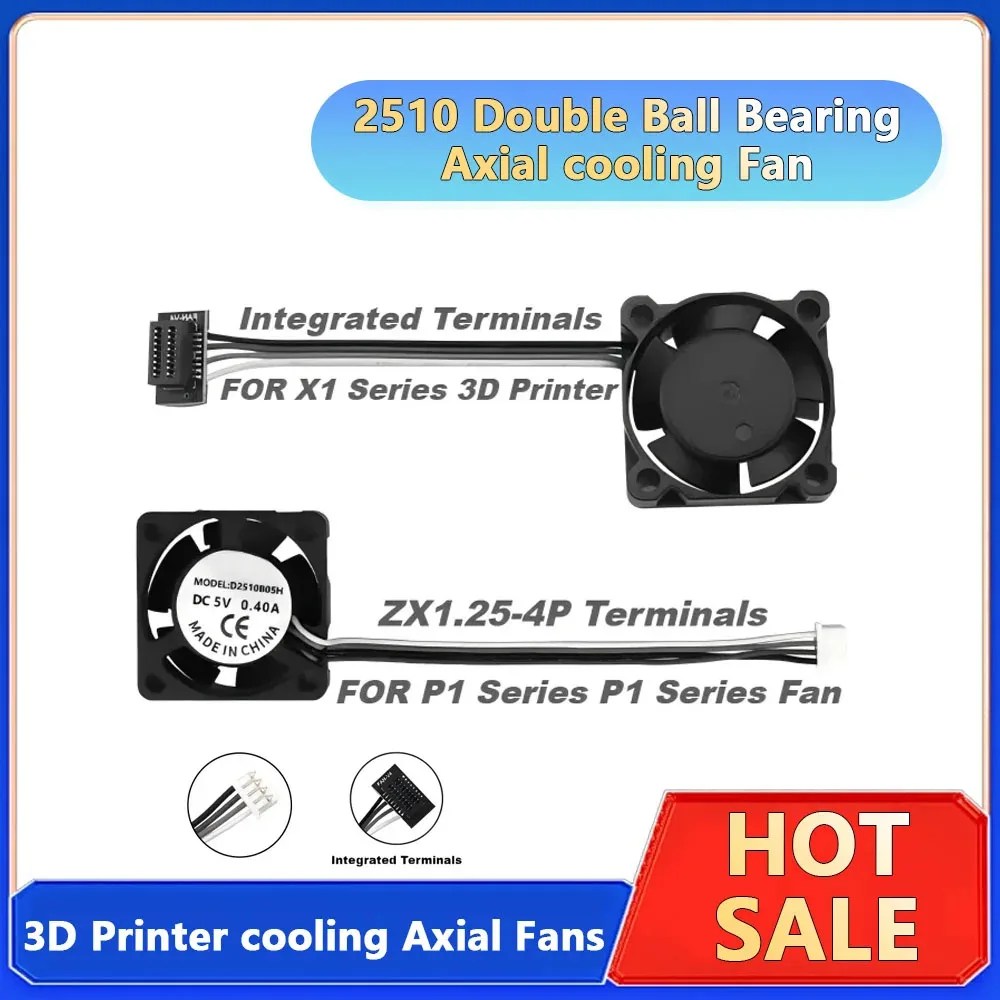 

Детали 3D-принтера 2510 Охлаждающий вентилятор BAMBU LAB X1 P1 HotEnd с кабельным скоростным вентилятором для серии BAMBU X1C P1S P1S P1S P1P