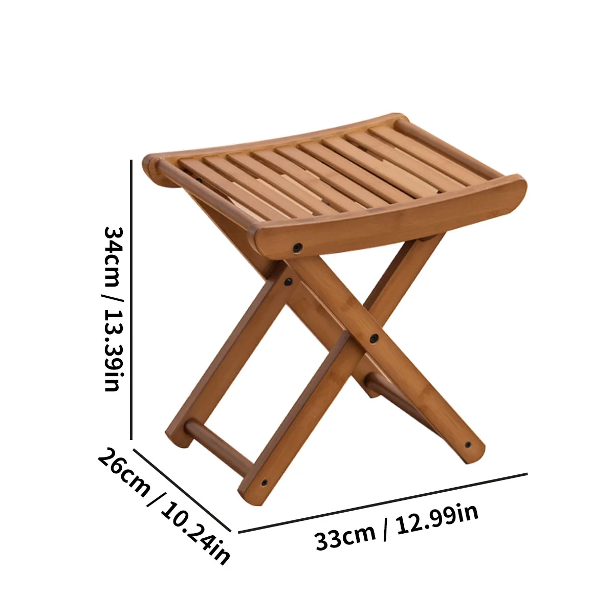 مقعد استحمام محمول قابل للطي من الخيزران - مقعد حمام قابل للطي على طراز السبا للاستحمام والحلاقة واستخدام الساونا، تصميم من الخيزران الطبيعي #2