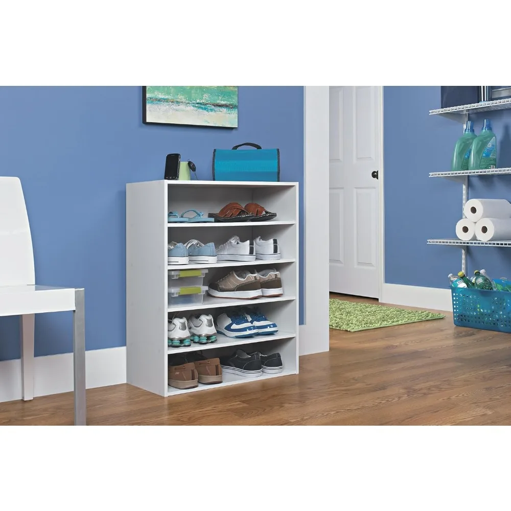 

Stackable 5-Shelf Organizer, Wipe with Dry ClothWhite, Shoe Cabinets