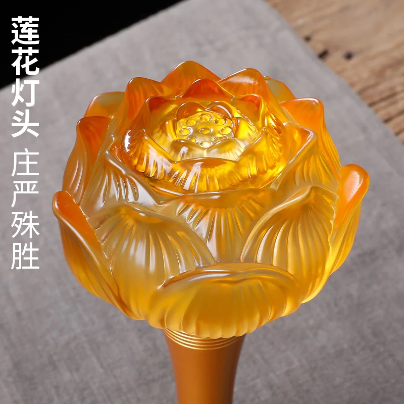 

Светодиодный Будда лотоса для имитации стекла лотоса Будда перед парой электронных свечей Будды Менмин