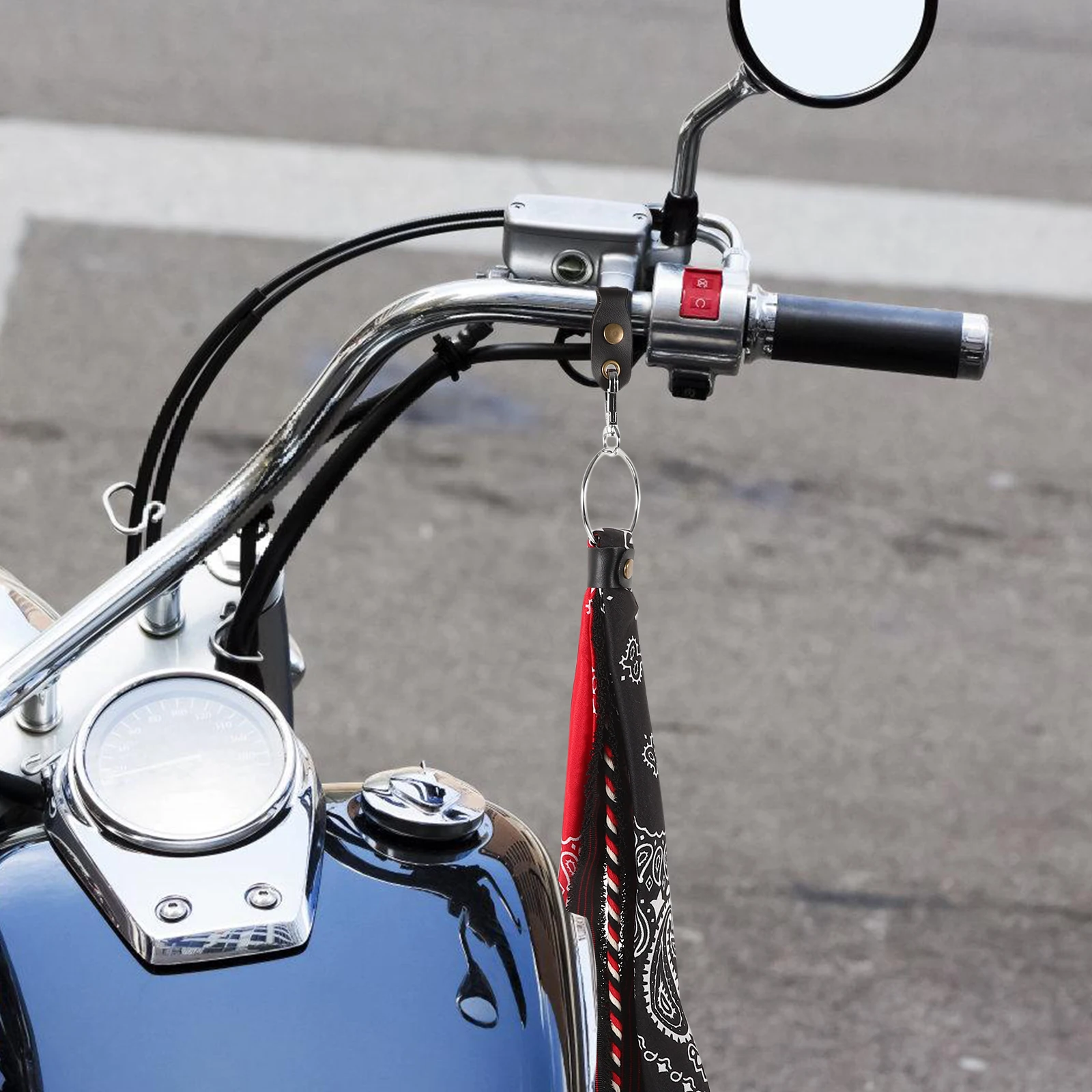 

Motorcycle Handlebar Scarf Black Buckle Tassel Hand Grip Decor Retro Simple Design Bike Streamers Handlebar
