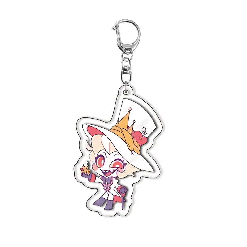 Anime Hazbin Hotel Lucifer Q Version Acrylic Keychain Anime Bag Charm Pendant Key Ring Decor Gift for Fans Collection