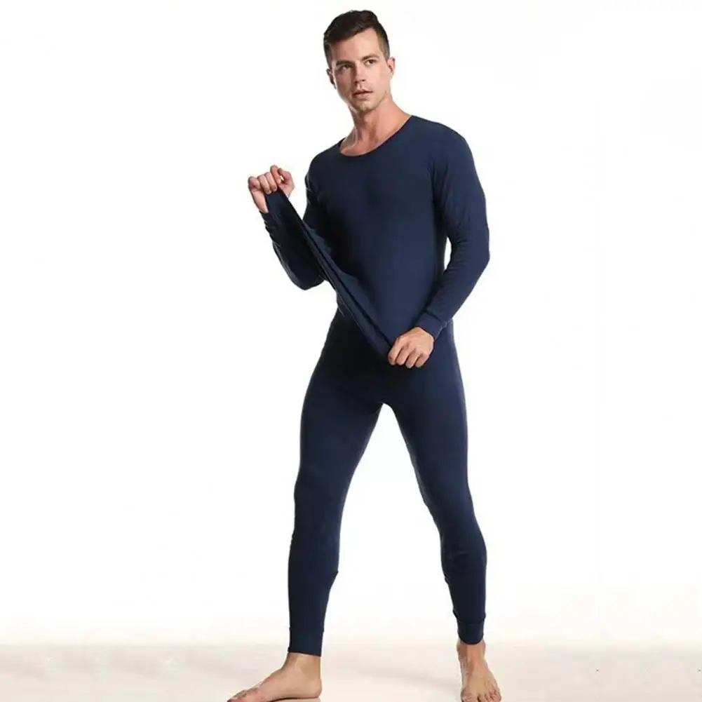 

Thermal Underwear Set 2-piece Winter Warm Underwear Set Fleece Lined Long Johns Pajama Set for Men Round Neck Base Layer Thermal