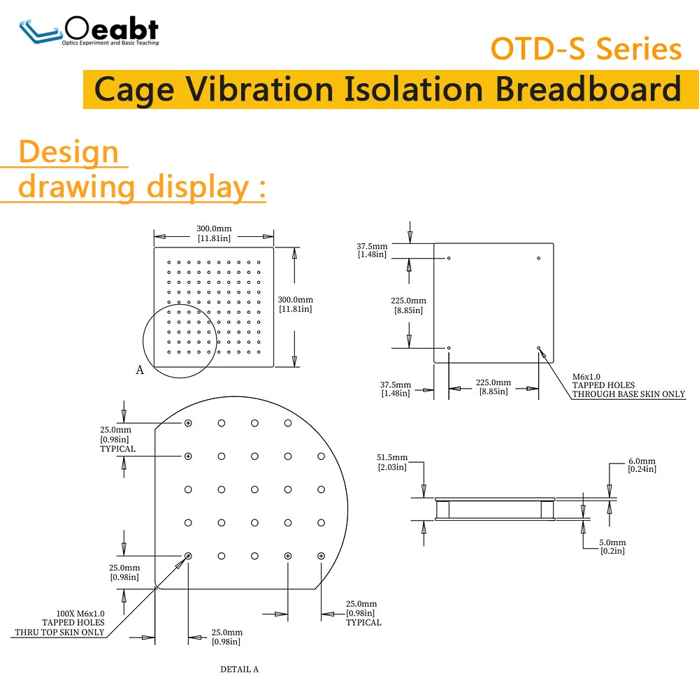 OTD-S3030 Optical Breadboard Vibration Isolation Damping Platform Matrix Stainless Steel Optical Vibration Isolation Platform