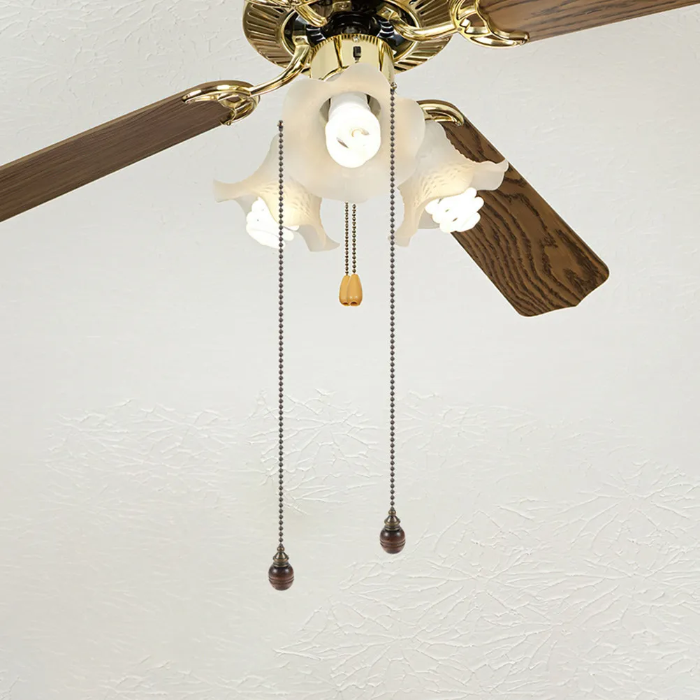 

2Pcs Beaded Ceiling Fan Pull Chain Vintage Wooden Light Pull Chain for Ceiling Lamp Wall Light Bedside Lamp Bathroom Fixture