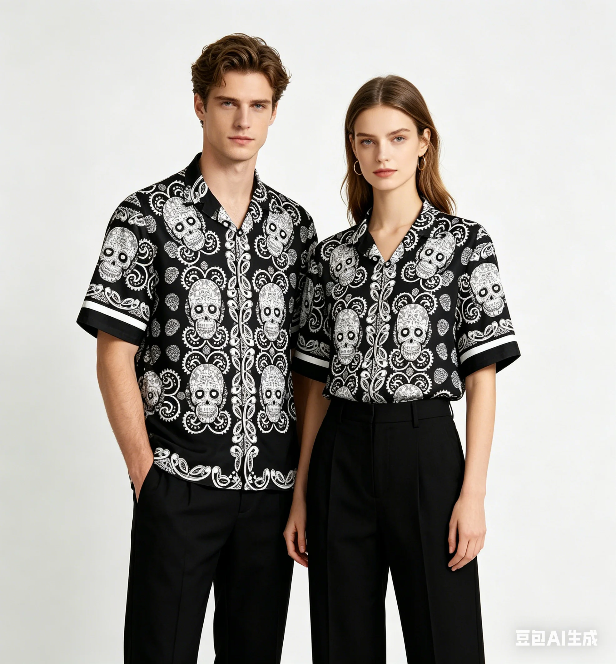 

Мужские и женские рубашки с готическим принтом черепа, в стиле барокко, с цветочным узором и графическим изображением черепа, летние повседневные топы для уличной моды.