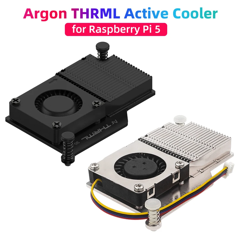 Argon THRML 30mm Aktywna chłodnica do Raspberry Pi 5 Aktywne chłodzenie Wentylator PWM Pasywne chłodzenie Aluninum Fins Radiator do RPi 5