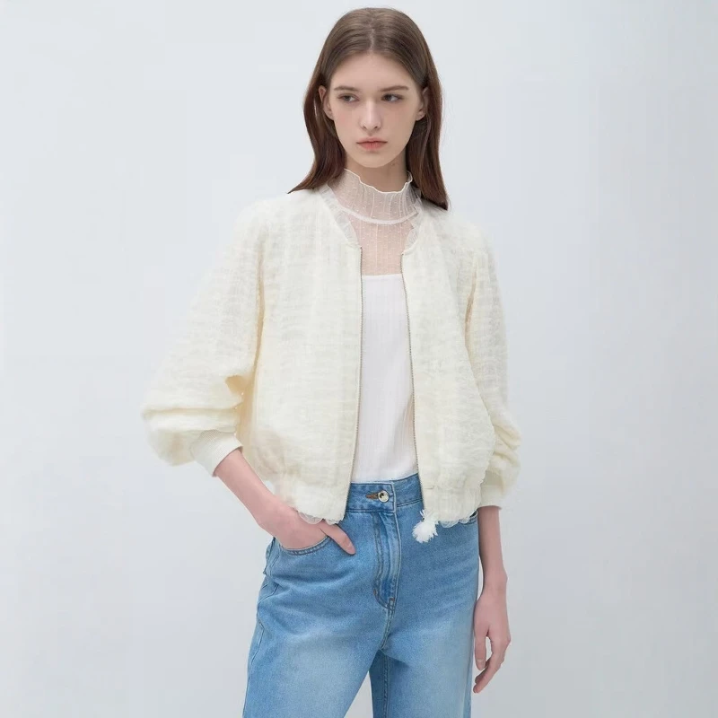 

Sweet Atmosphere Spring Summer Jacket Commute Versatile Slimming Short Outerwear Pleated Splice Women's Fashion Standard Fit
