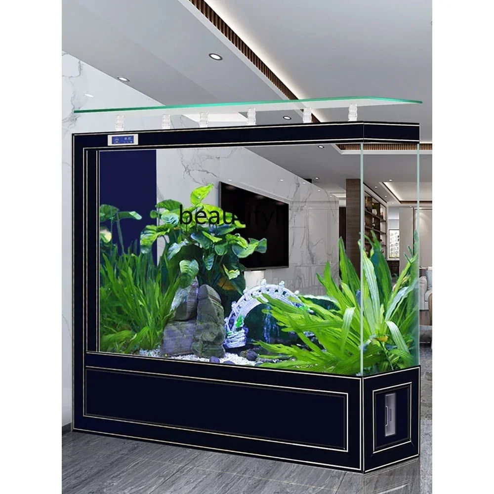 Medium and Large Fish Tank Household Subareas Screens Super White Glass Floor Ecological Fish Globe Change Water