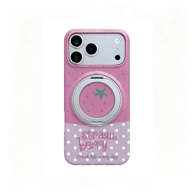 Pink and Purple Fruit Platter Phone Case for IPHONE 17 PRO 16 15 PROMAX 14  13 12 11 PRO MAX Frosted Rotating Bracket Hard Case view 5