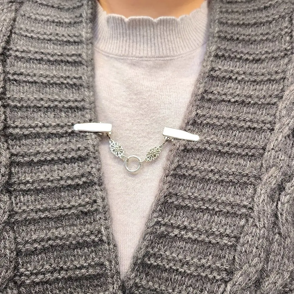 Новый сплавный зажим для кардигана, противоскользящий геометрический зажим для шаль, пряжка, зажим для воротника, женский зажим