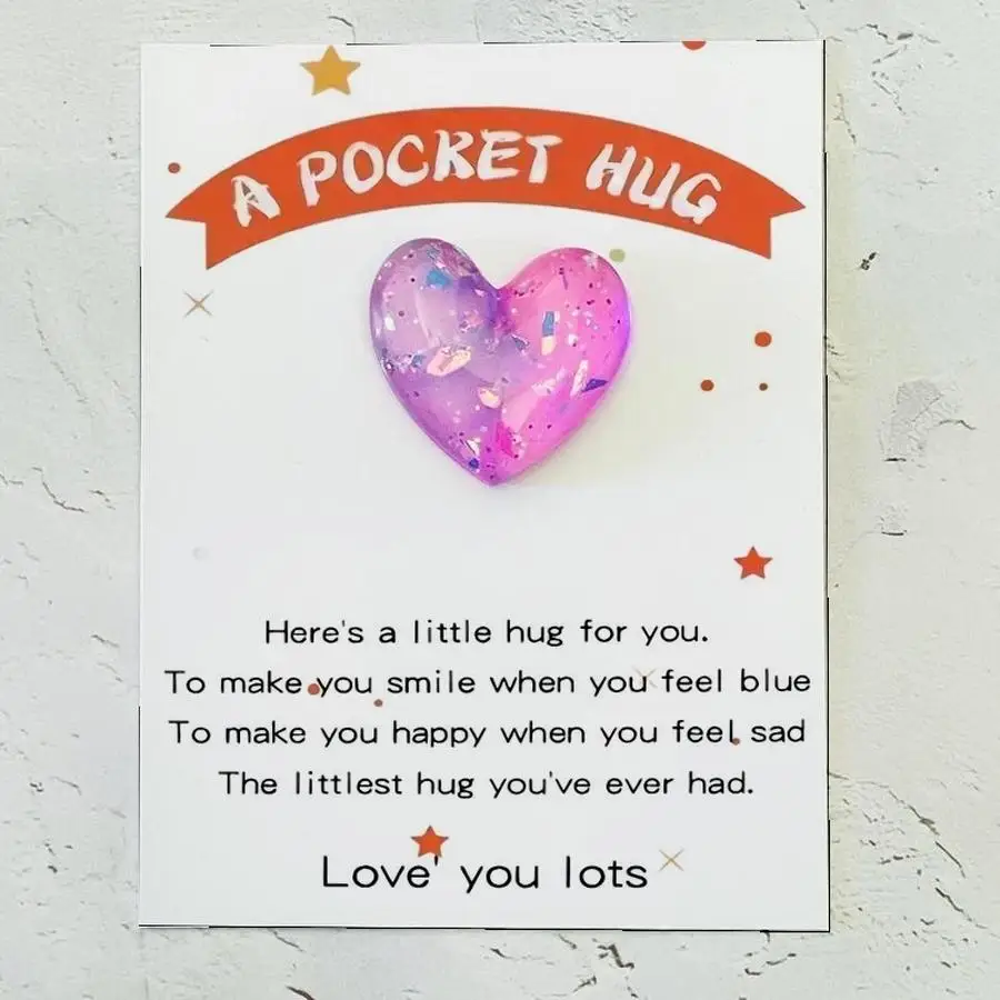 1/5/10/20/50/100pcs  Acrylic Resin Cute Heart Dog Pocket Hugs, Mini Decorative Animal Encouragement Cards for Family, Friends, a