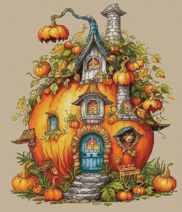 28-pumpkin hut 42-49  Needlework Kit  Cross stich unPainting Set Cross Stitch Kits Cross-stitch Embroidery