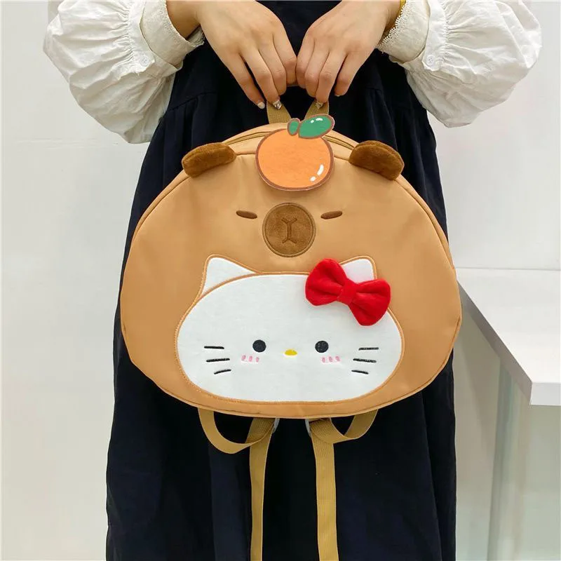 Cute Sanrio Hello Kittys Backpack Kawaii Anime Cartoon Cosplay Capybara Beaver Patchwork Embroidered Backpack Toys for Girl Gift