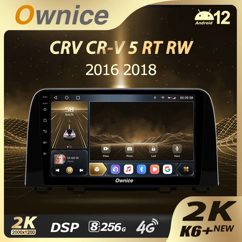 Ownice K6+ 2K 8G+256G 13.3 for Honda CRV CR-V 5 RT RW 2016 - 2018 Car Radio Video Player Navigation Stereo GPS Android12 No 2din