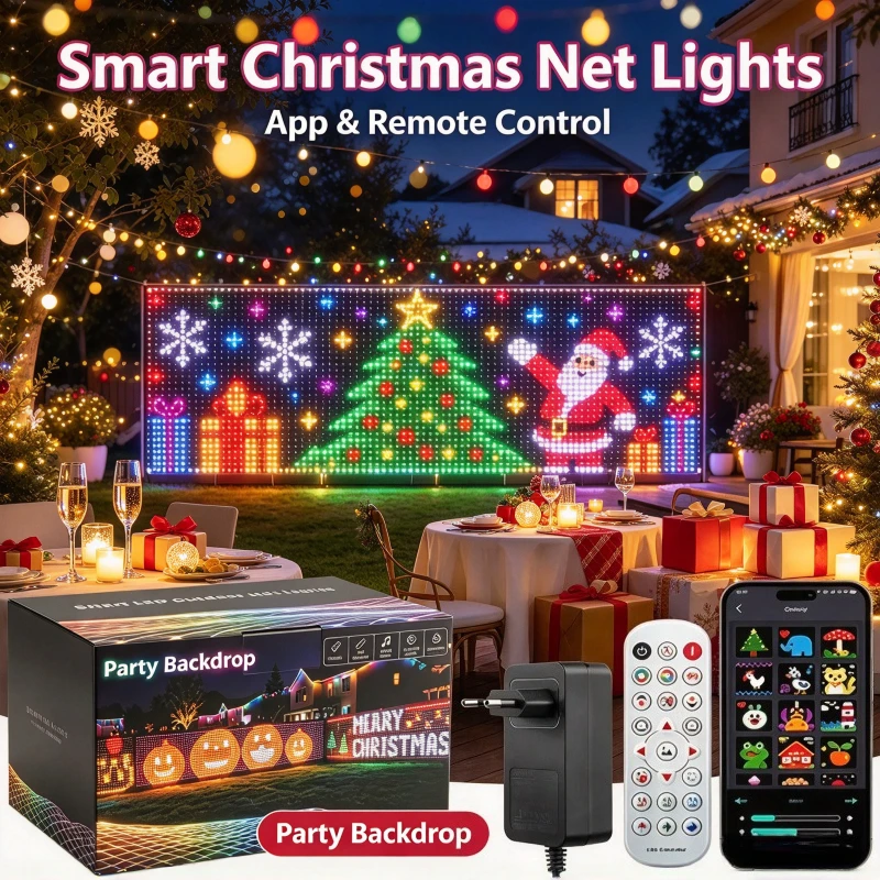 LED Net Lights 1536 LEDs DIY Mode Timer Waterproof Outdoor for Garden Fence Step Decoration Dynamic Color Change Light Show