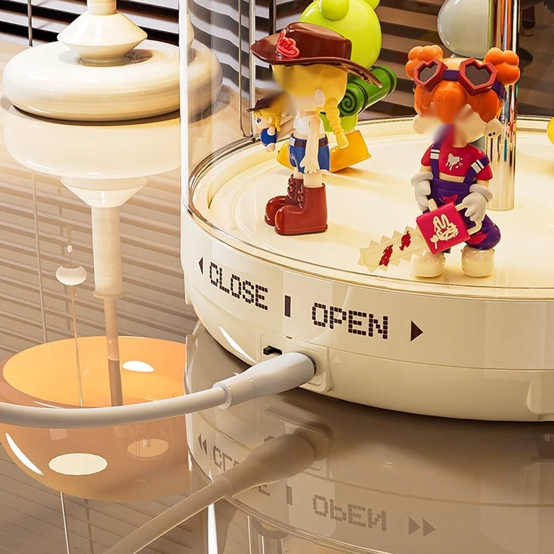 Electric Rotating Dustproof Transparent Blind Box Display Case Desktop Storage Organizer For Vinyl Figures Action Figures
