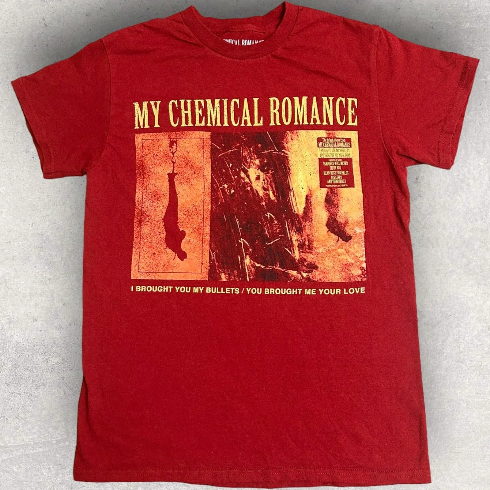 My Chemical Romance Bullets Boyfriend Fit T Shirt Size Medium Red long or short sleeves