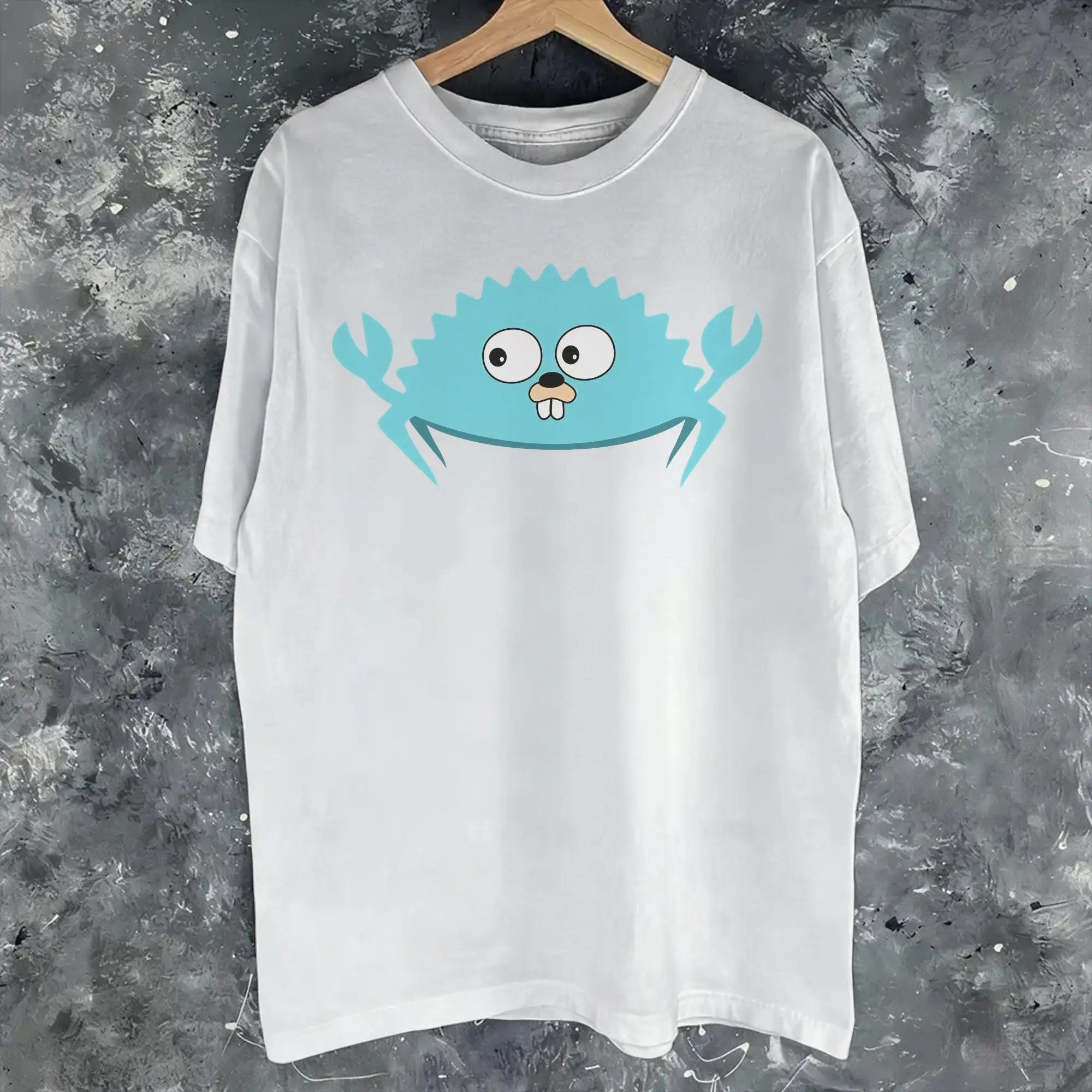 Men Women Graphic Printing Go Ferris Go! - GoLang Gopher & Rust Ferris Crab Crossover   Tee T Shirt Cotton  T-shirts Clothes