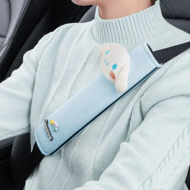 Kawaii My Melody Car Seatbelt Shoulder Holder Cinnamoroll Fuse Protector Plush Car Accessories Car Seat Belt Ornament Supplies