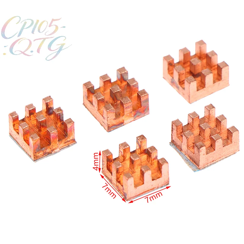 

Hot Sale 5Pcs Pure Copper Mini Heat Sink Memory RAM Adhesive Back Cooling For MOS IC Chipset Radiator Cooler Heatsink
