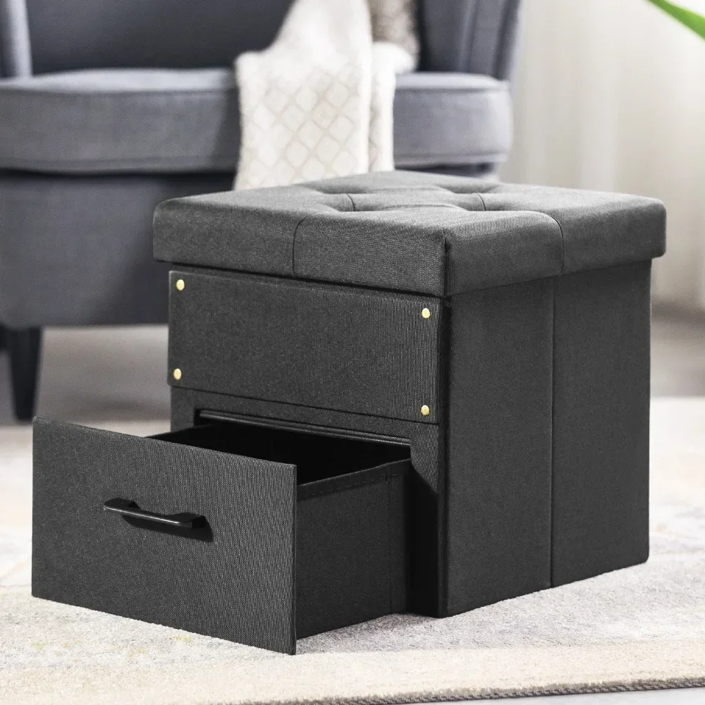 

Stockbox 15" Ottoman with Storage Drawer, Black