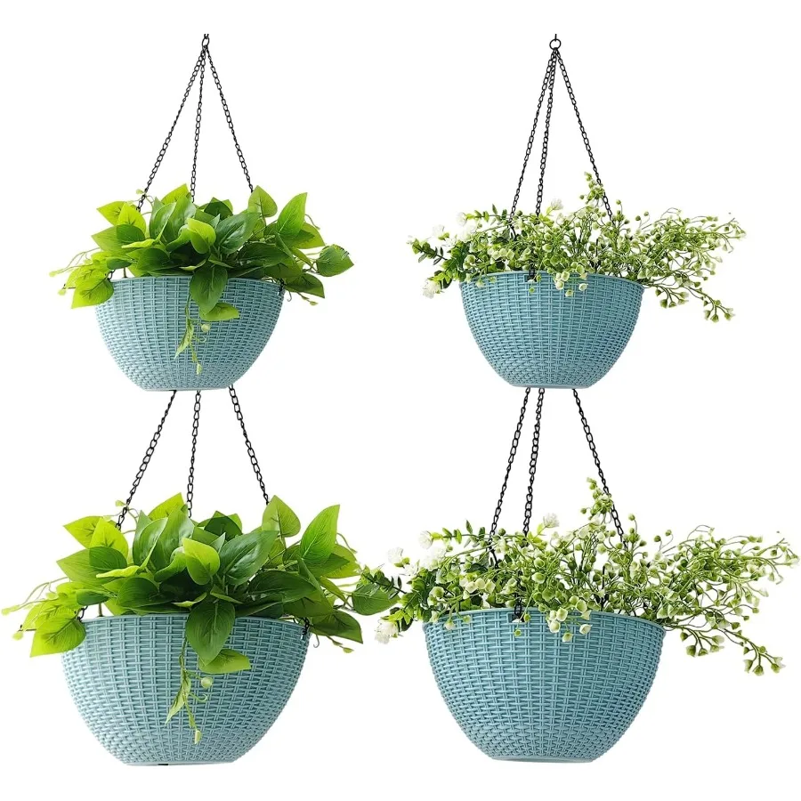 

Hanging Planters for Indoor Plants 8 10 Inch 4 Packs Plant Hanger Outdoor with Drainage Holes Hanging Basket Flower Pot Perfect