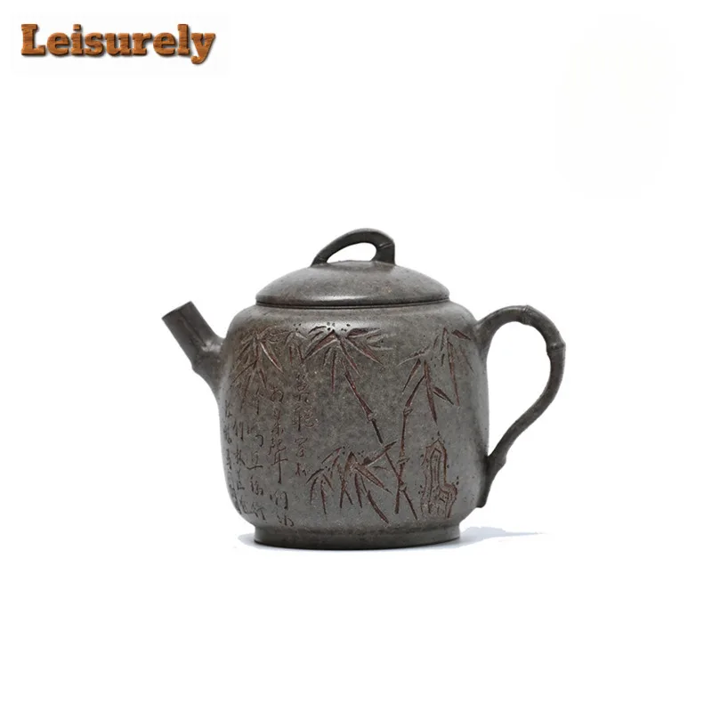 

110ml Elegant Yixing Purple Clay Teapots Master Handmade Bamboo Pot Raw Ore Blooming Mud Kettle Zisha Tea Set Drinkware Supplies