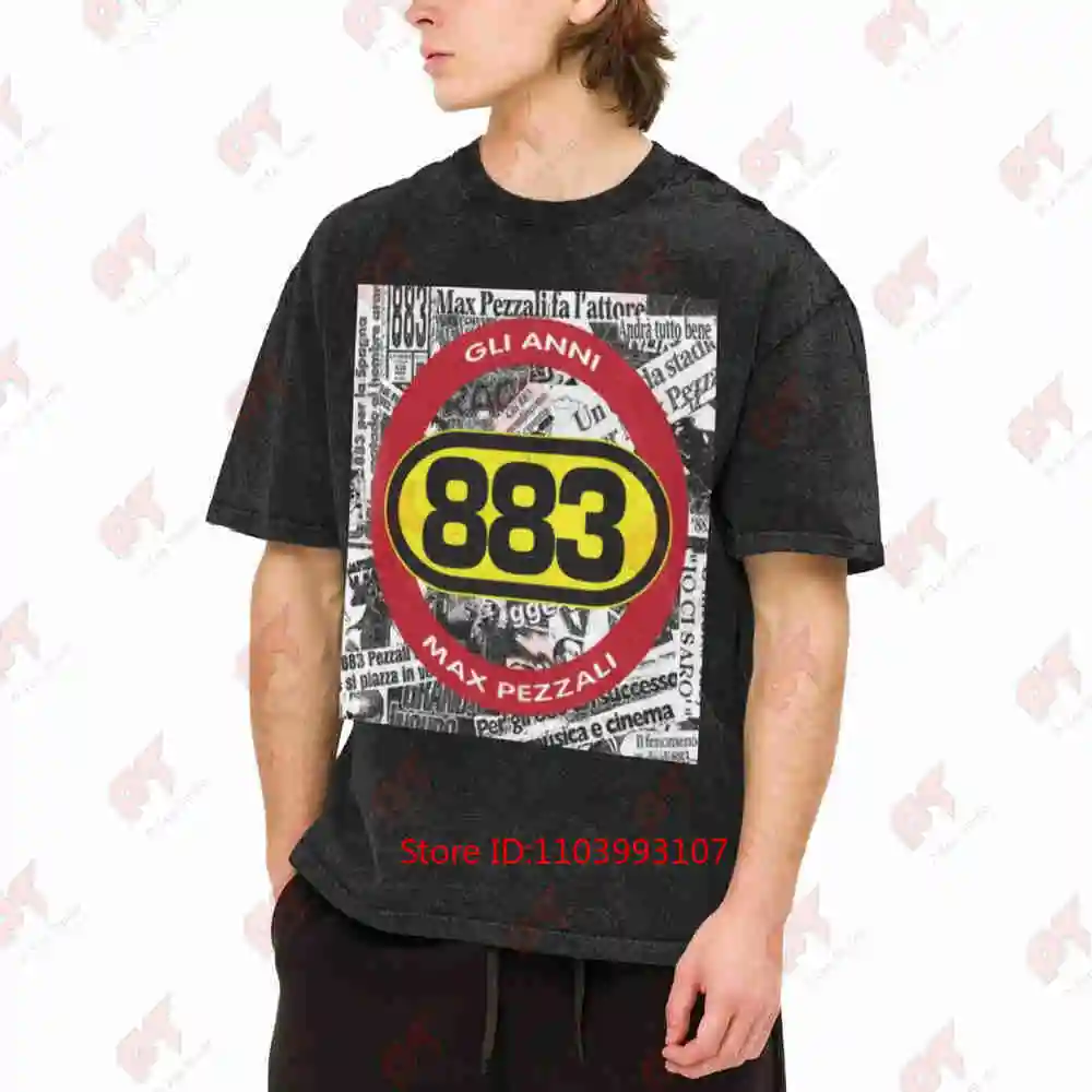 Max Pezzali 883 Italian Music Vintage Washed Tee Pure Cotton T-Shirt