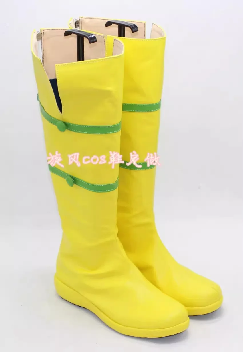Zapatos de Cosplay de Anime X-MAN Anna Marie Rogue, botas de disfraz amarillas, botas de imitación de cuero hechas a mano