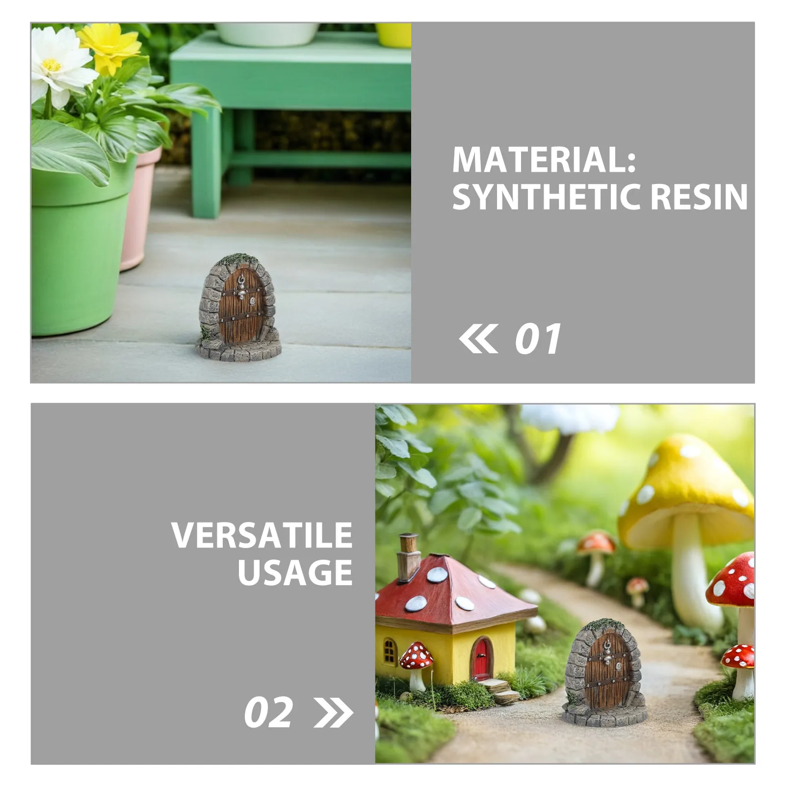 6Pcs Resin Decorative Fairy Door Mini Garden Ornament Lifelike Wooden Design for Fairy Garden Accessories Outdoor Miniature Yard
