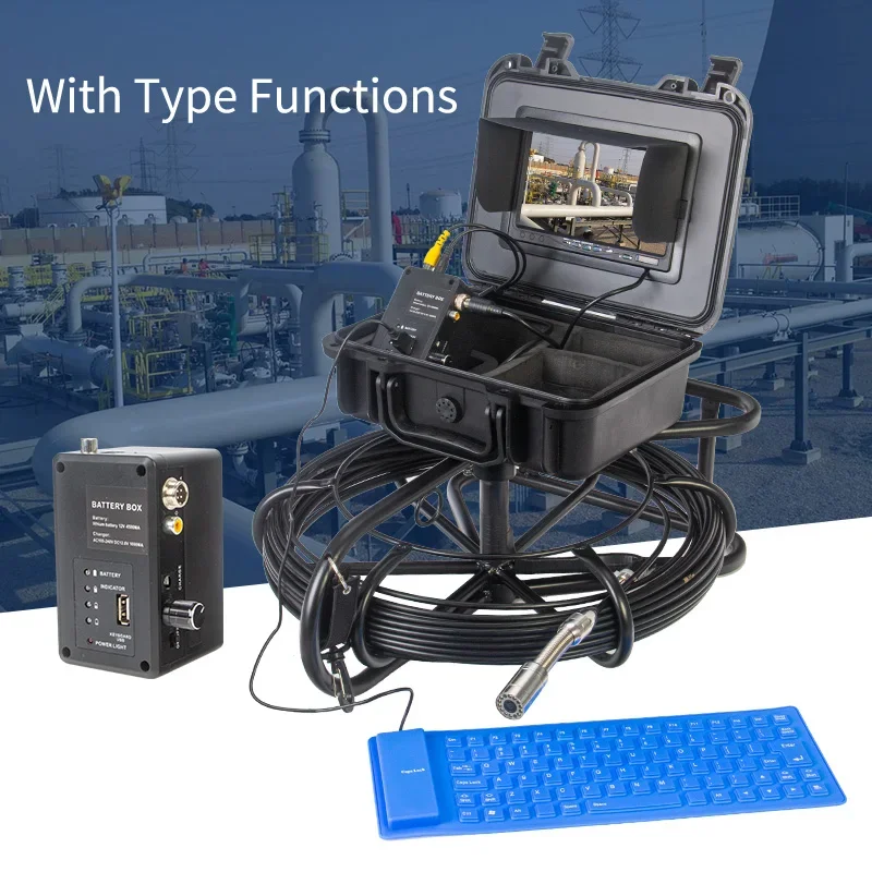 Pipeline Endoscope Camera 7inch Color TFT HD 1200TVL Portable Borescope System Pipe Sewer Inspection Endoscope Video Camera