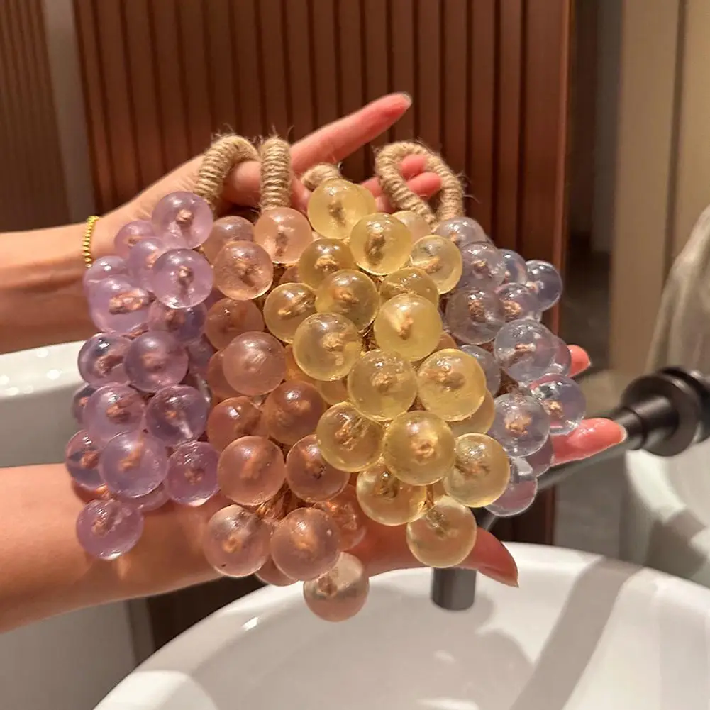 

Crystal Grape Soap on a Rope, Handcrafted Grapes Cluster on a Rope for Women Men, Natural Fruit Shaped Bath Bar, Hand Face Wash