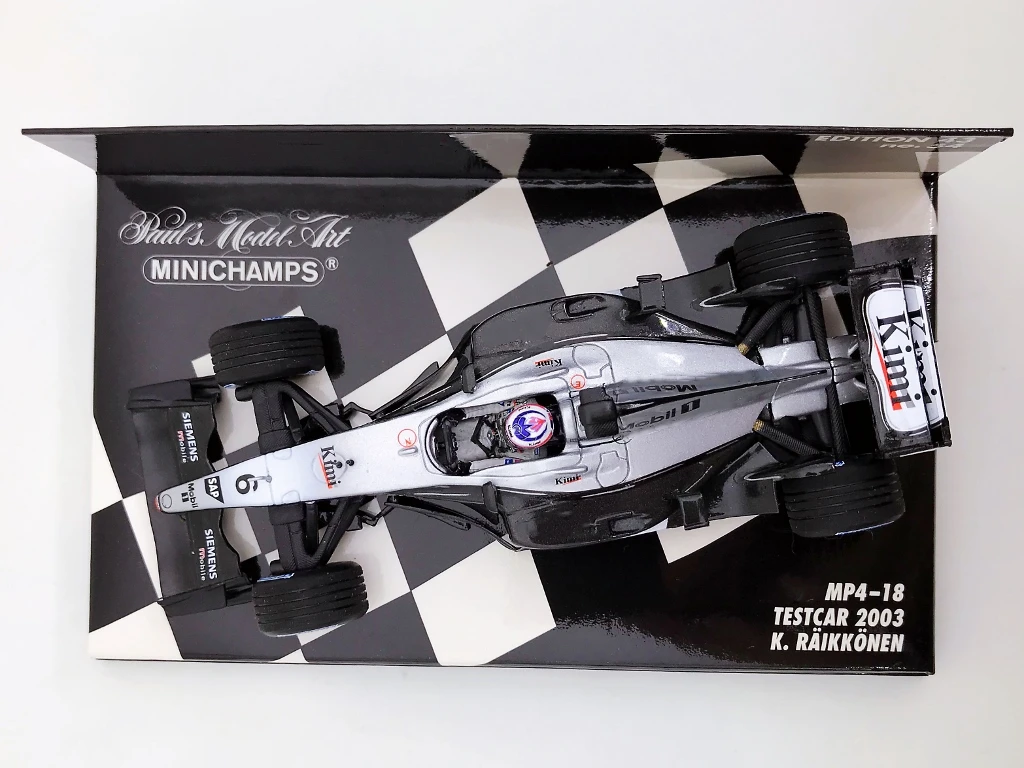 Minichamps 1:43 F1 2003 MP4-18 K.Raikkonen symulacja edycja limitowana żywica metal statyczny model samochodu zabawka prezent