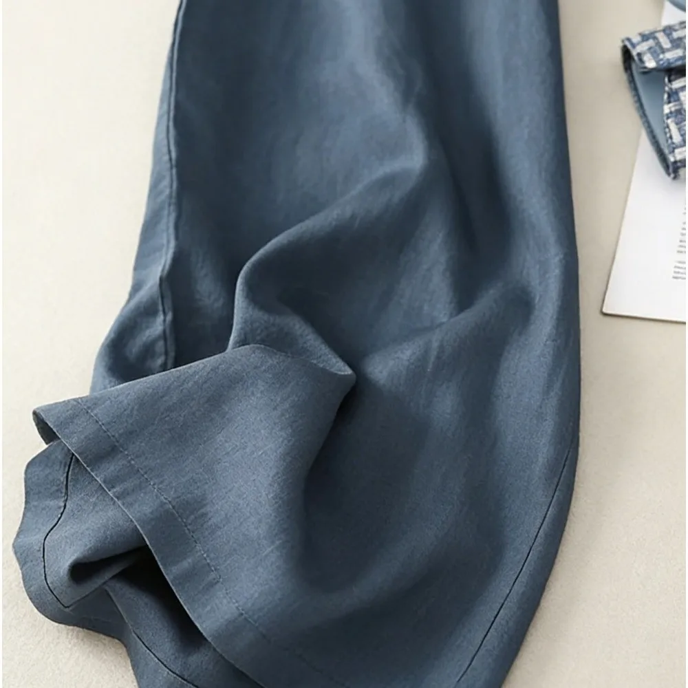 Thin Retro Style Wide Leg Pants High Waist Straight Leg Cotton Linen Pants Loose Summer Casual Pants Women's Fashion