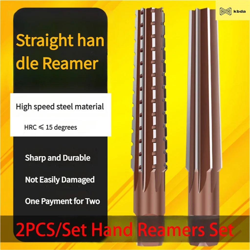 KBDA 2PCS/Set Hand Taper Reamer MT0/MT1/MT2/MT3/MT4/MT5 Straight Handle Coarse Reamer Fine Reamer for Milling Finishing Tools