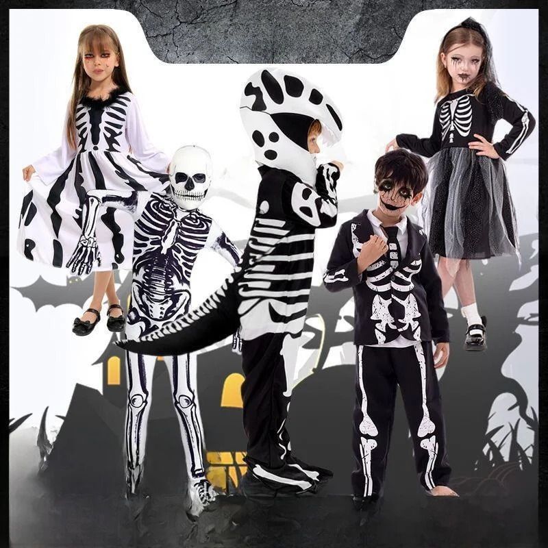 loween Performance Costumi da scheletro Abbigliamento da palcoscenico etnico da donna Abiti con montatura in osso Nessun marchio registrato di marca