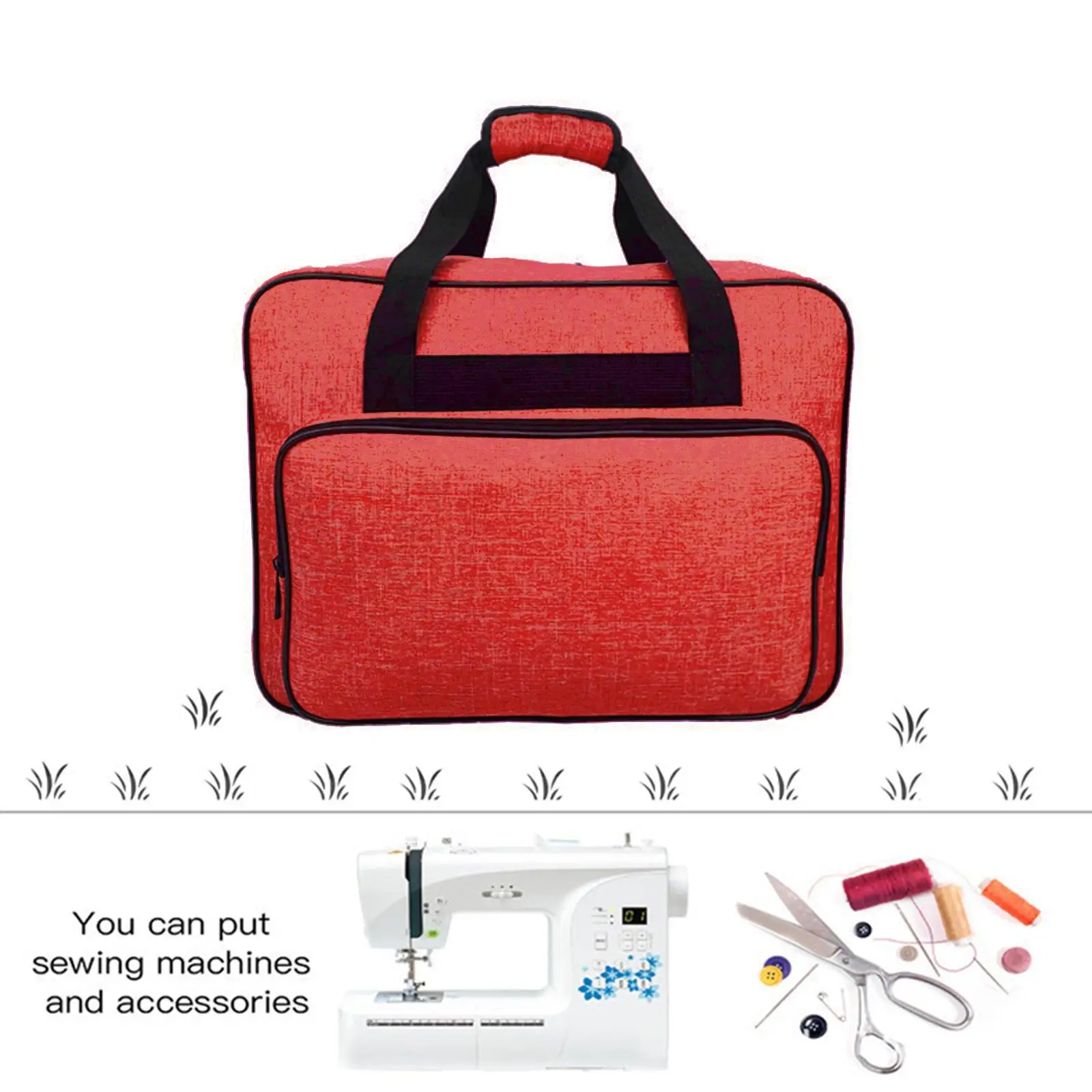 Sewing Machine Case Nylon Organizer Tote Large Capacity Storage Travel Bag for Sewing Accessories and Supplies