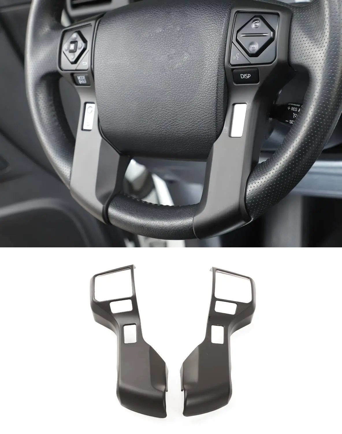 

Steering Wheel Cover Trim For Toyota 4Runner Tacoma Tundra Sequoia 2010-2023 Matte Black ABS