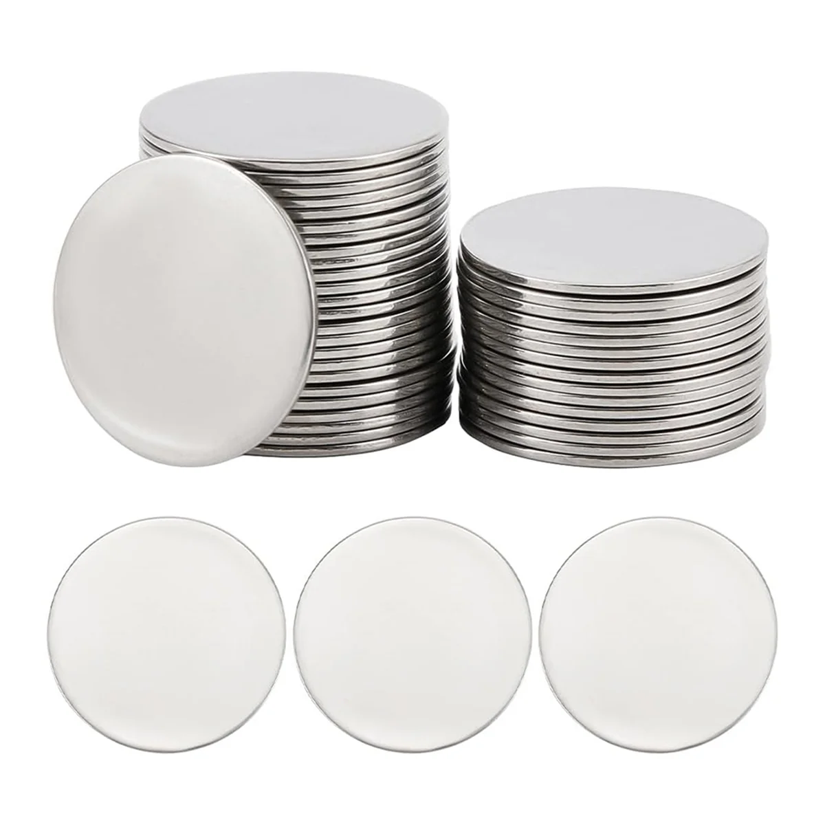 A79G 1 caja de 40 piezas de discos en blanco impresos de acero inoxidable, joyería artesanal a granel, etiquetas de nombre, collar, pendientes, suministro de grabado