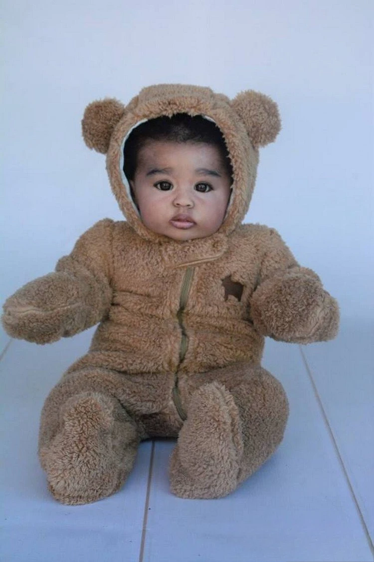 NPK 20'' Realistic Reborn Gannett Hand-Draw Dark SKin Unfinished Doll Kit DIY Parts  with Cloth Body and Eyes