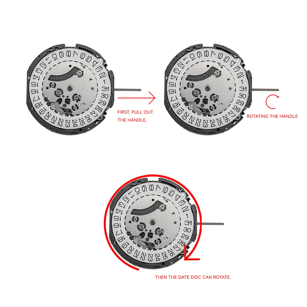 Mesin Jam Quartz VK63A, Mesin Jam Chronograph dengan Tanggal untuk Seri VK, Jam Tangan VK63/VK63A, Kalender Tunggal Putih di Posisi 3 Jam