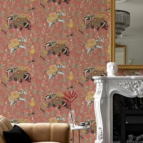 Vintage Peel And Stick Elephant Wallpaper Chic Red Waterproof Home Decor Retro Self adhesive Furniture Vinyl Cabinet Stickers